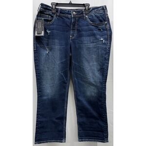 N48 NWT Silver Sz 16W Suki Indigo Cropped Jean